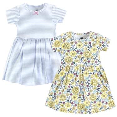 Imagem de Hudson Baby Vestidos de algodão para bebês meninas, Contorno floral amarelo, 18-24 Meses