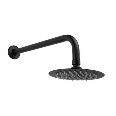 Imagem de Ducha Chuveiro 15 cm Redonda em Inox 304 Preto Fosco Parede
