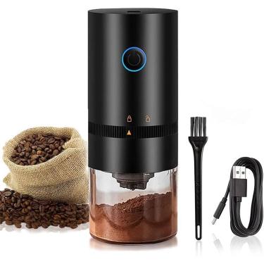 Imagem de Moedor de café elétrico portátil, 4 xícaras pequeno moedor cônico automático moedor de grãos de café 