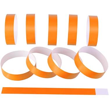 Imagem de 200 peças, pulseiras de 1,5 cm de plástico laranja à prova d'água, pulseiras de neon leves para concertos LVYOUIF pulseiras autoadesivas para eventos, pulseiras de festa