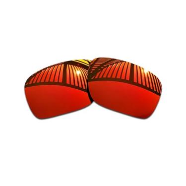 Imagem de MYCOURAG Lentes de reposição polarizadas com proteção UV para óculos de sol Oakley Fuel Cell – Vermelho fogo revestido espelhado polarizado