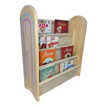 Imagem de Estante Livro Infantil Montessori Arco Íris - Emi Móveis, Cru