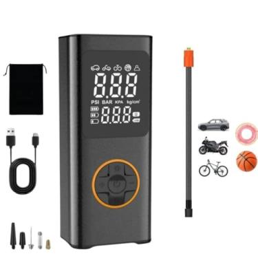 Imagem de Bomba de Ar Portátil Mini Compressor Digital – Recarregável USB/C com Calibrador para Pneus, Bike e Carro