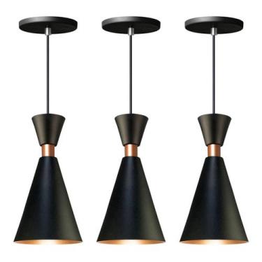 Imagem de Kit 3 Luminária Pendente Mini Pequim 24Cm Balcão Bancada - Iluminar Am