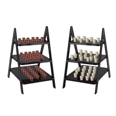 Imagem de Kit Festa com 2 Escadinhas para Doces e Lembrancinhas Escada para Decoração de Aniversário (Preto)