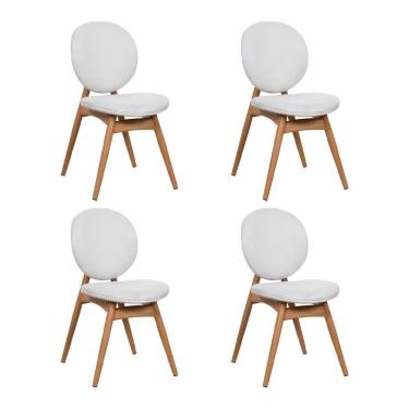 Imagem de Kit 4 Cadeiras De Jantar Lotus Estrutura Aço Carbono Laminado Natural Com Estofado Linho Cru