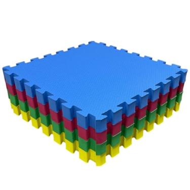 Imagem de Kit 8 Tapete Tatame Eva + Bordas de Acabamento Loja da Maria 50x50x4cm 40mm Colorido