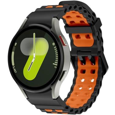 Imagem de Pulseiras de silicone marinho compatíveis com Samsung Galaxy Watch Ultra 7 6 5 4 FE de 47 mm, 40 mm, 44 mm, 5 Pro 6, pulseira respirável, esportiva sem lacunas, compatível com Samsung Watch Ultra de