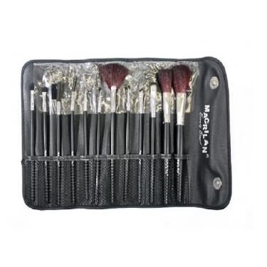 Imagem de Conjunto 12 Pincéis Maquiagem Macrilan com Necessaire (Rosa)