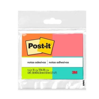 Imagem de POST-IT 3M Bloco de Notas Adesivas 4 Cores Sortidas 200 Folhas
