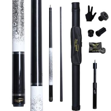 Imagem de Ray speed Bastão de sinuca de fibra de carbono 12,5 mm ponta arco-íris de baixa deflexão com junta de pino Uni-loc e bastão de extensão para piscina