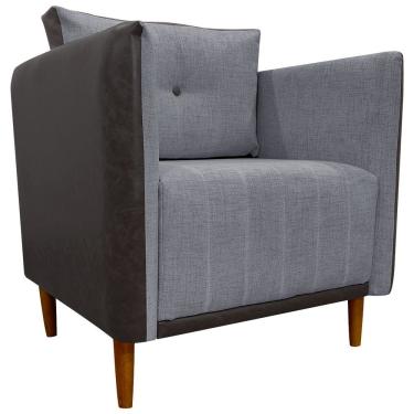 Imagem de Poltrona Decorativa Para Sala Recepção Consultório Aviv Luxo Corino E Linho