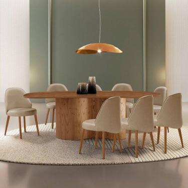Imagem de Conjunto para Sala de Jantar com 8 Cadeiras Ester Turim / Imbuia Natural