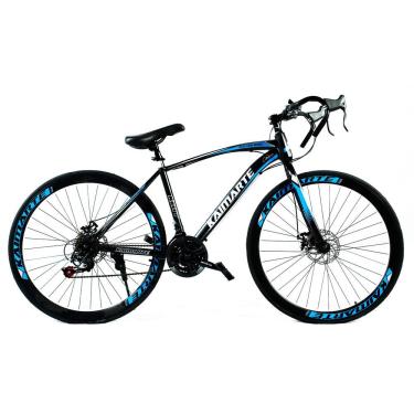 Imagem de Bicicleta Speed Sprint Aro 700 Bike 21 Vel Marchas Freio A Disco Quadro Aço Carbono Leve Resistente Cor Preto/azul - Wct Fitness
