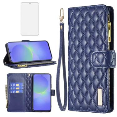 Imagem de Asuwish Capa de telefone para Samsung Galaxy A56 5G Capa carteira com protetor de tela de vidro temperado e suporte de cartão de crédito flip de couro acessórios para celular TPU Kickstand A 56 56A