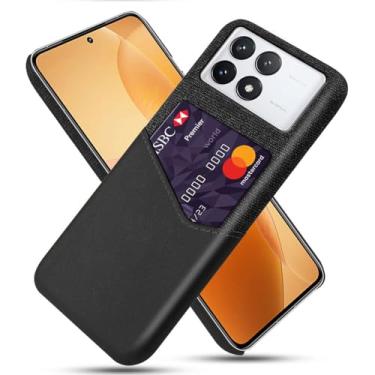 Imagem de Capa para Xiaomi Redmi K70 PRO,Tela e tampa de couro PU,Antideslizante,360°cobertura completa à prova de choque com 1 slot de cartão atrás,Prevenção de queda-Black