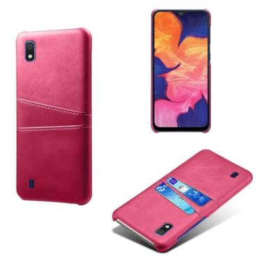 Imagem de Capas Compatível com Samsung Galaxy A10,Caso de couro PU-Tampa de telefone a prova de choque com 2 slots de cartão,Proteção anti-impressão digital e anti-gota-Rose Red
