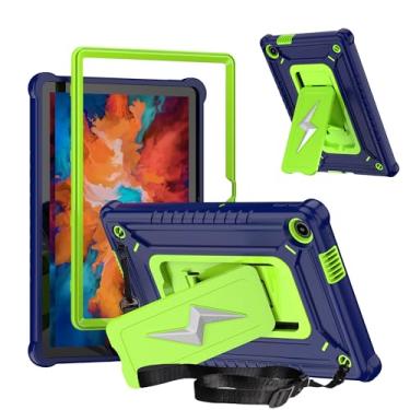 Imagem de elitegadget Capa para Lenovo Tab 10,1 polegadas lançado em 2025 (TB311FU) - Capa protetora híbrida com design Lightning com suporte (azul marinho/verde)
