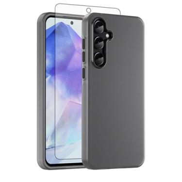 Imagem de Asuwish Capa de telefone para Samsung Galaxy A55 5G, compatível com Magsafe Magnetic, protetor de tela de vidro temperado, traseira fosca translúcida à prova de choque fina A 55 55A A555G mulheres