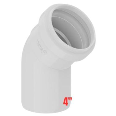 Imagem de Curva De 45 Graus Curta PVC Branca Para Canos De Água De Esgoto De 4 P