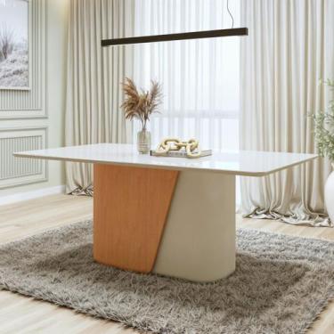 Imagem de Mesa de Jantar 6 Lugares Retangular Tampo de Vidro Luar - Móveis Lopas