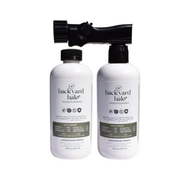 Imagem de Backyard Halo Kit Pulverizador De Mangueira Com Barreira Contra Mosquitos, Sem Deet, Duas Garrafas De 473 Ml, Seguro Para Crianças, Adultos E Animais De Estimação, Ecológico, Reduz Mosquitos E Cobre