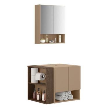 Imagem de Gabinete Armario Troia Banheiro Com Espelheira e Papeleira - Loja Doce
