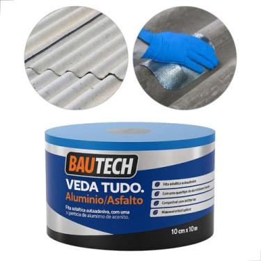 Imagem de Fita Manta asfáltica auto adesiva Aluminizada Vedatudo Bautech 10cm x 