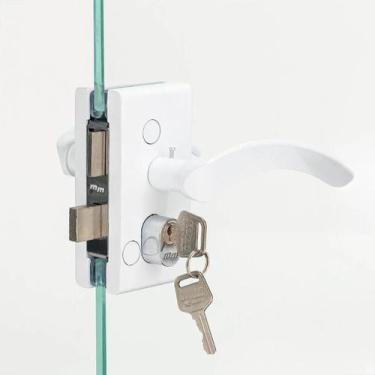 Imagem de Fechadura c/ Maçaneta 1520 Porta Vidro/Alvenaria Branca - MM FECHADURA