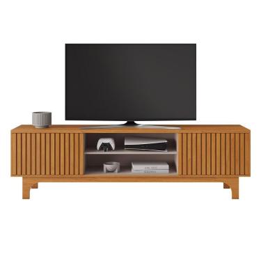 Imagem de Rack Trunfo Para Tv Até 70 Polegadas Com Porta Ripada Jcm Movelaria Cinamomo Off White