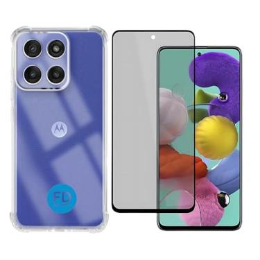 Imagem de Kit Capa Capinha Anti-Impacto Premium Transparente + Película de Cerâmica 9D ou de Privacidade 9D para Motorola Moto G15 - FD Acessórios. (Capa + Película Privacidade 9D)