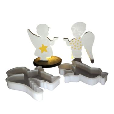 Imagem de Suporte de vela de anjo, molde de fundição de resina. Ornamentos de mesa de anjo feitos à mão para meninos e meninas, ferramentas de colocação de velas de chá, artesanato de anjo estrela, moldes de