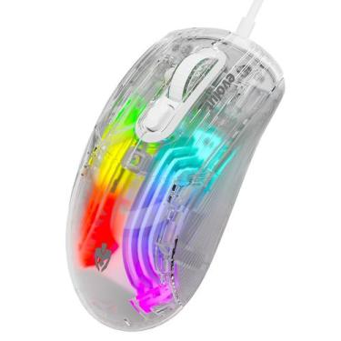 Imagem de Mouse Gamer Evolut Lumini, 7200DPI, Transparente, RGB, Conexão USB, Si