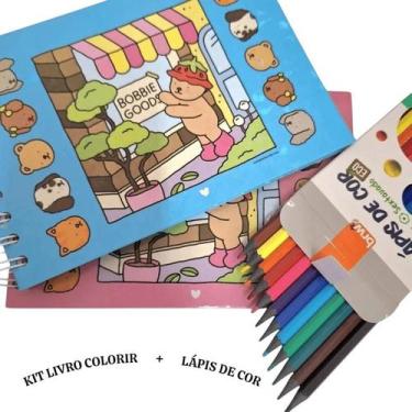 Imagem de Kit Livro De Colorir Mais Caixa Lápis De Cor - TOP RIO