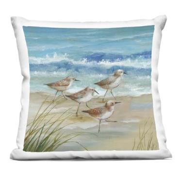 Imagem de Stupell Industries Travesseiro Sandpiper Gathering View com estampa interna, 45 x 18 x 46, azul