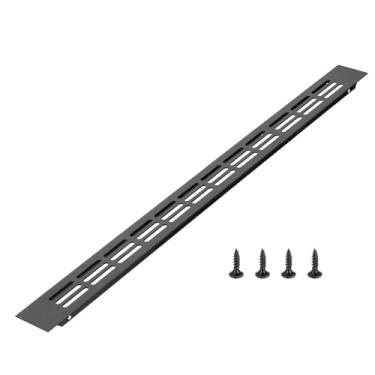 Imagem de PATIKIL Tampa de saída de ar da porta, 50 x 4 cm (dimensões externas), grade de ventilação com venezianas de alumínio, ventilação retangular com parafusos de montagem para armário de sapatos, preto