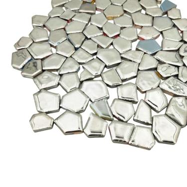Imagem de Azulejos de mosaico de cerâmica de porcelana de 500 g, azulejos irregulares quebrados para pisos de artesanato DIY, cozinha, piscina, vasos de flores, suprimentos para fabricação de mosaico (prata)