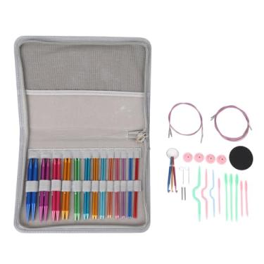 Imagem de Circular Knitting Needles Set Interchangeable Round Knitting Needle Set Destacável Sturdy Alumínio Knitting Tools para Tricô Sweaters Cachecóis Chapéus 13cm 26 Peças