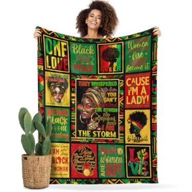 Imagem de Cobertor afro-americano para mulheres, cobertor para meninas afro, presentes de aniversário, cobertores positivos para mulheres negras, 152 cm x 127 cm, citações inspiradoras e motivacionais