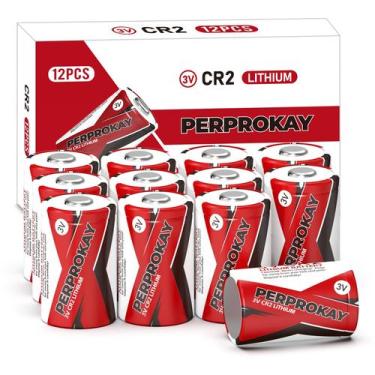 Imagem de Bateria CR2 com alimentação de longa duração de 3 V, pacote com 12 uni