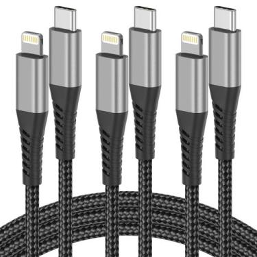 Imagem de Cabo USB C para Lightning Umefy de 3 pés certificado MFi, pacote com 3