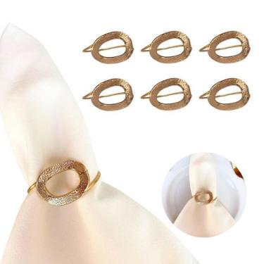 Imagem de 06 ou 12 Anel Porta Guardanapo Argola Mesa Posta Casamento Elo Dourado