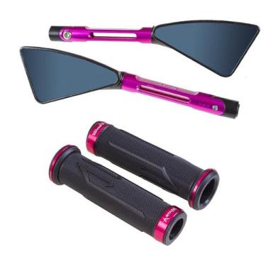 Imagem de Kit Rosa Manopla Xl Retrovisor Esportivo Tornado Falcon Bros - Stark R