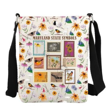 Imagem de JYTAPP Maryland Presentes de viagem símbolos estaduais bolsa transversal Maryland Wildlife Nature Lover Bag State Souvenir Animal Lover Gift, Bege
