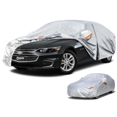 Imagem de Capa de carro de 6 camadas Kayme Impermeável para todos os climas para automóveis, cobertura completa para uso externo, proteção contra chuva e sol, UV, prata