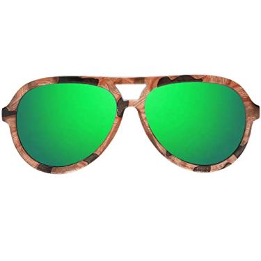 Imagem de DUCO Óculos de sol retrô aviador polarizado, feminino, masculino, vintage, ponte dupla, óculos de sol clássicos DC1208, Lente verde tartaruga marrom Revo, common