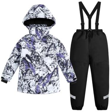 Imagem de Gogokids Roupa de neve impermeável para meninos e meninas de 3 a 10 anos, conjunto de jaqueta de inverno infantil e calça de neve