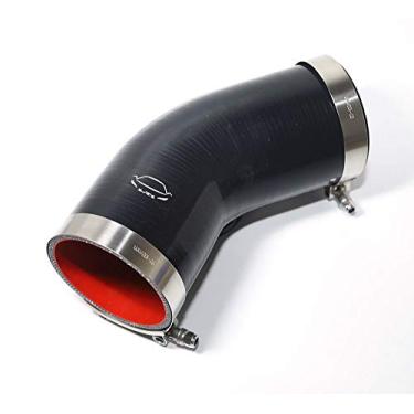 Imagem de LTI Universal 89 mm 4-Ply Reforçado Alto Desempenho 8.9 cm ID 45 Graus Cotovelo Silicone Mangueira Acoplador Com Parafuso T Braçadeira T304 Aço Inoxidável (8.9 cm PRETO)