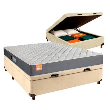 Imagem de Cama Box Bau Perola Casal + Colchão D23 - Inducol