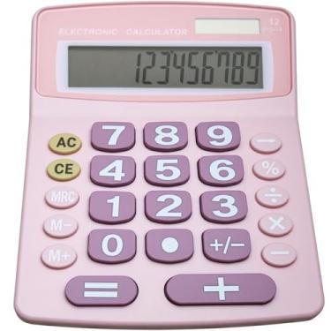 Imagem de Lily' Home Jumbo de 12 dígitos com energia solar, visor LCD grande - calculadora de mesa, alimentação dupla, design de botão grande, operação com bateria, inclinação fácil de ler, para casa